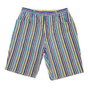 Backroad Blues Vibrant Rainbow Denim Shorts Size 18W